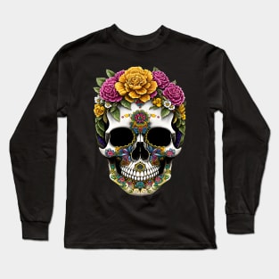 Sugar Skulls and Flowers Long Sleeve T-Shirt